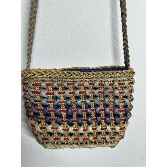 SUN N SAND Woven Jute Rainbow Raffia Bohemian Women’s Crossbody Bag - Picture 1 of 16